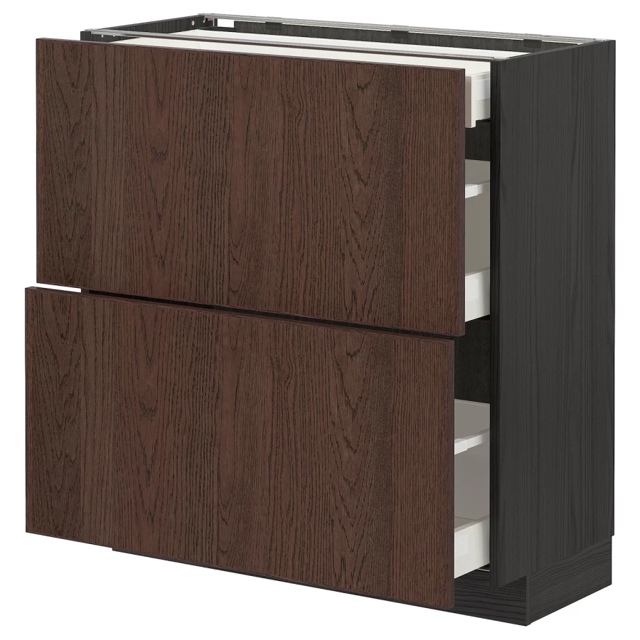 Напольный кухонный шкаф  - IKEA METOD MAXIMERA, 88x39,2x80см, черный/коричневый, МЕТОД МАКСИМЕРА ИКЕА (изображение №1)