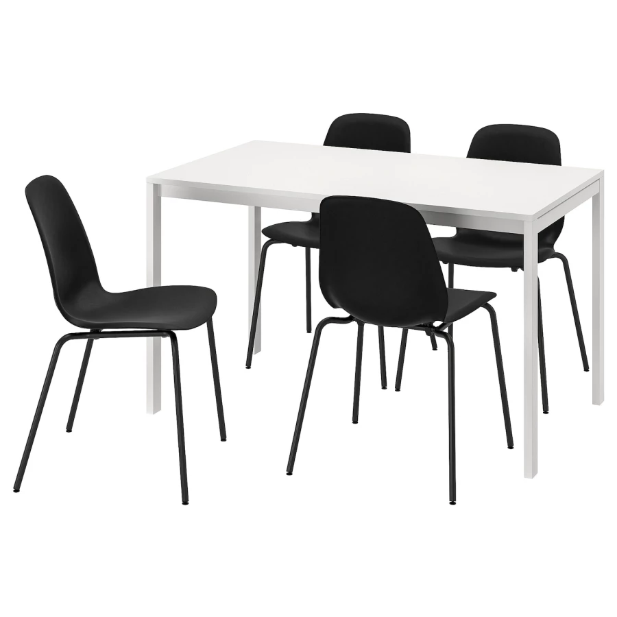 Кухонный стол - MELLTORP/LIDÅS IKEA/МЕЛЛЬТОРП /ЛИДОС ИКЕА, 125х75х74 см, белый/черный (изображение №1)