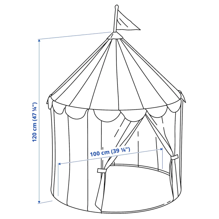 Детская палатка - IKEA CIRKUSTALT/CIRKUSTÄLT, 100х120 см, красный/белый/синий ЦИРКУСТЭЛЬТ ИКЕА (изображение №6)