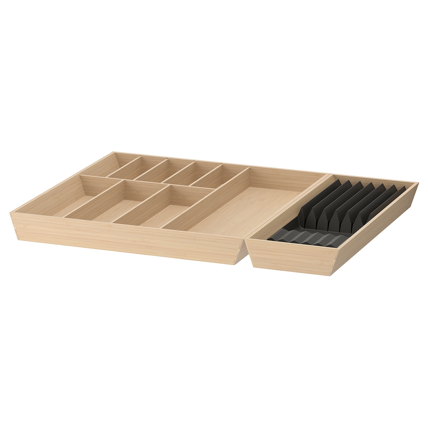 Поднос для столовых приборов - IKEA UPPDATERA, 72x50 см, антрацит/бамбук, УППДАТЕРА ИКЕА