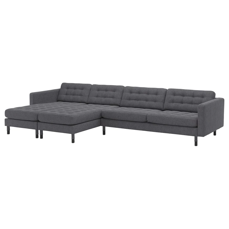 5-местный диван с шезлонгом - IKEA LANDSKRONA, 81x53x160см, темно-серый, ЛАНДСКРУНА ИКЕА (изображение №1)