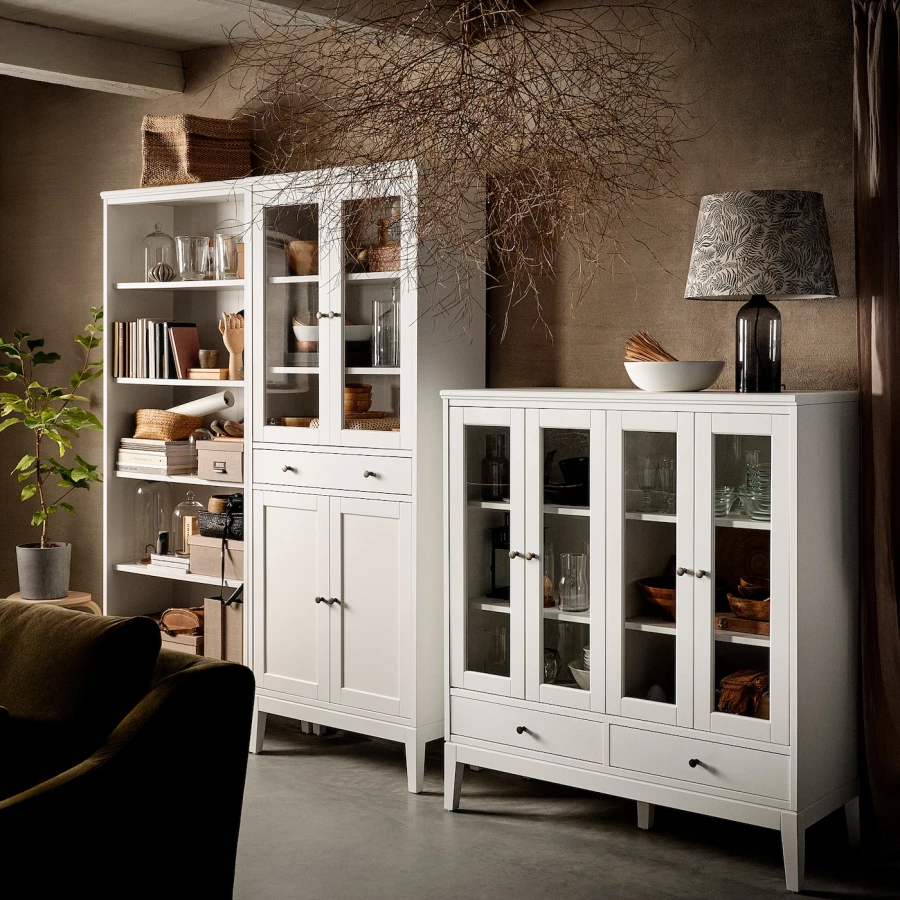 Шкаф со стеклянными дверцами - IDANÄS/IDANАS  IKEA/ ИДАНАС ИКЕА, 81x39x211 см, белый (изображение №4)