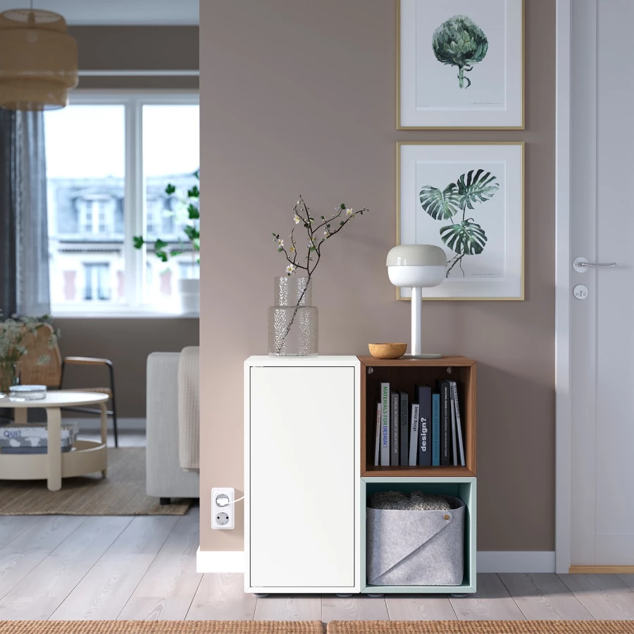 Комбинация для хранения - EKET IKEA/ ЭКЕТ ИКЕА,  72х70  см,  бледно-голубой/коричневый/белый (изображение №2)