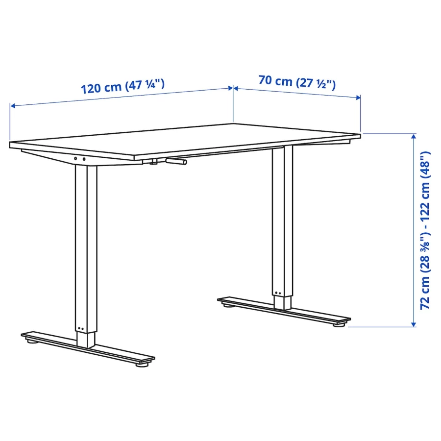 Письменный стол - IKEA TROTTEN, 120х70х72-122 см, белый/антрацит, ТРОТТЕН ИКЕА (изображение №4)