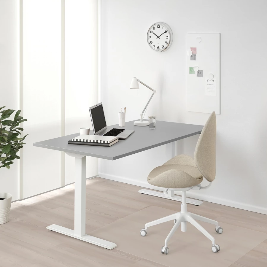Письменный стол  - IKEA RODULF /РОДУЛЬФ  ИКЕА, 140х80 см, белый/серый (изображение №12)