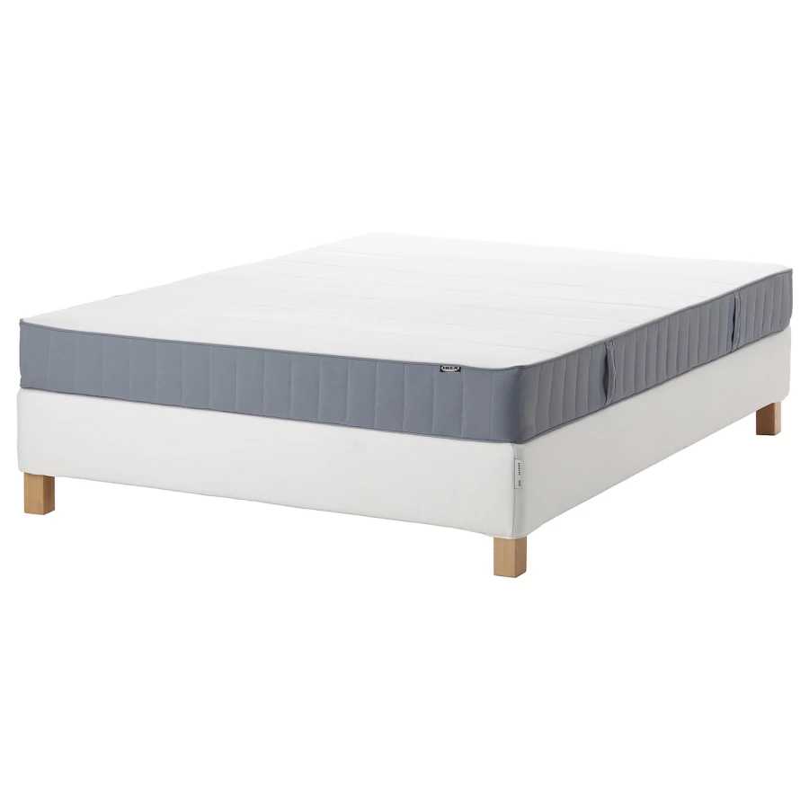 Континентальная кровать - IKEA ESPEVÄR/ESPEVAR/VESTMARKA, 200х140 см, матрас средне-жесткий, белый, ЭСПЕВАР/ВЕСТМАРКА ИКЕА (изображение №1)