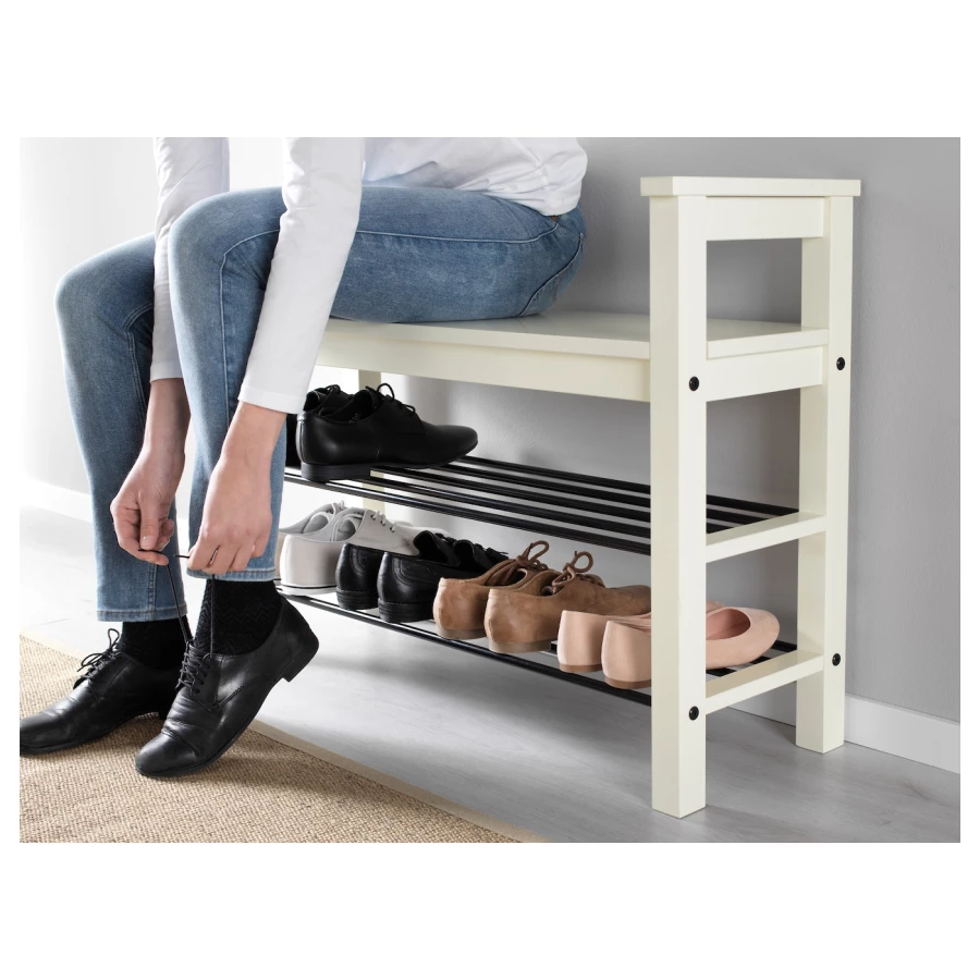 Скамья с полкой для обуви - IKEA HEMNES/ХЕМНЭС ИКЕА, 32x65x85 см, белый (изображение №2)