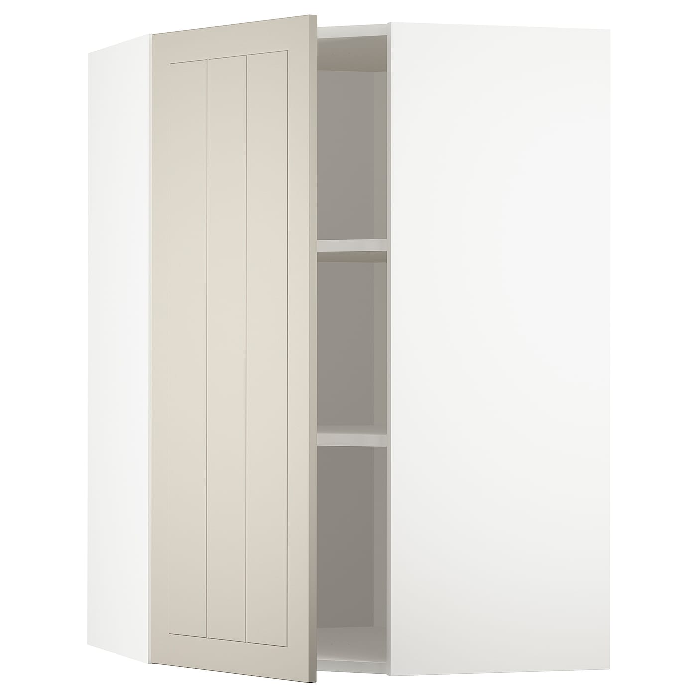 Угловой навесной шкаф с полками - METOD  IKEA/  МЕТОД ИКЕА, 100х68 см, белый/светло-бежевый