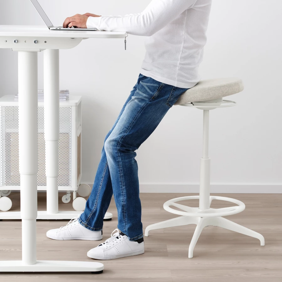 Табурет-опора для работы сидя/стоя - IKEA LIDKULLEN/ЛИДКУЛЛЕН ИКЕА, 60 см, бежевый/белый (изображение №8)