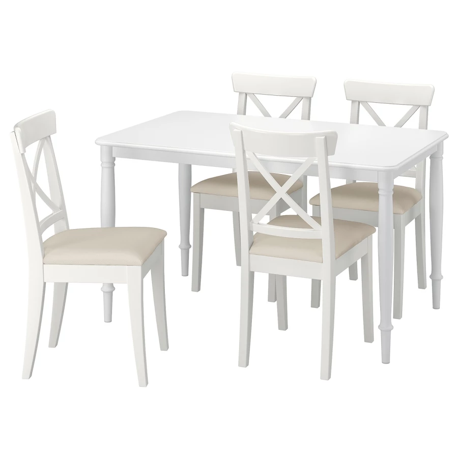 Стол и 4 стула - DANDERYD / INGOLF IKEA/ ДАНДЕРИД/ИНГОЛЬФ ИКЕА, 130х80х75 см, белый (изображение №1)