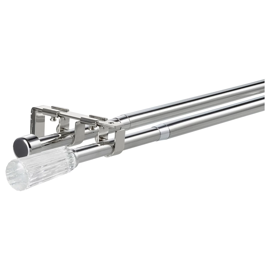 Двойной карниз - IKEA SOLDVÄRGMAL/SOLDVARGMAL, 120-210 см, серебрянный цвет, СОЛДВАРГМАЛЬ ИКЕА (изображение №1)
