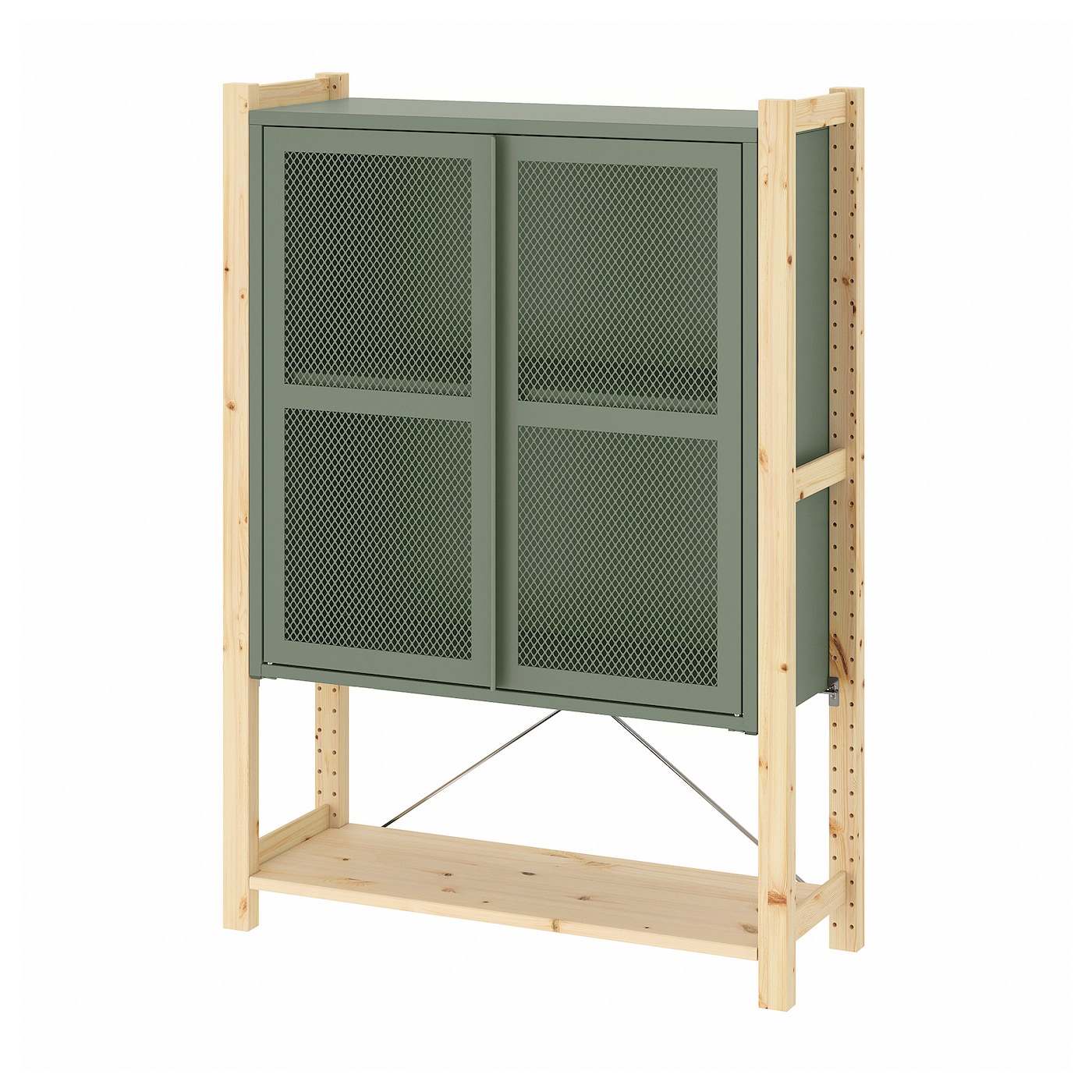 Комбинация для хранения - IKEA IVAR/ИВАР ИКЕА, 89х30х124 см, сосна/серо-зеленый