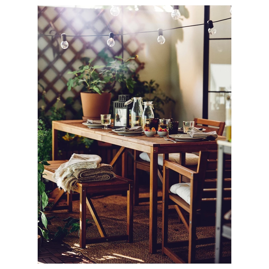 Стул с подлокотниками садовый - IKEA NÄMMARÖ/NAMMARO, 78x62x56см, коричневый, НЭММАРО ИКЕА (изображение №3)