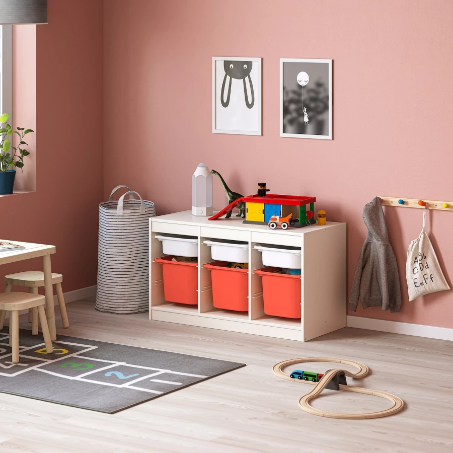 Стеллаж - IKEA TROFAST, 99х44х56 см, белый/оранжевый, ТРУФАСТ ИКЕА (изображение №2)
