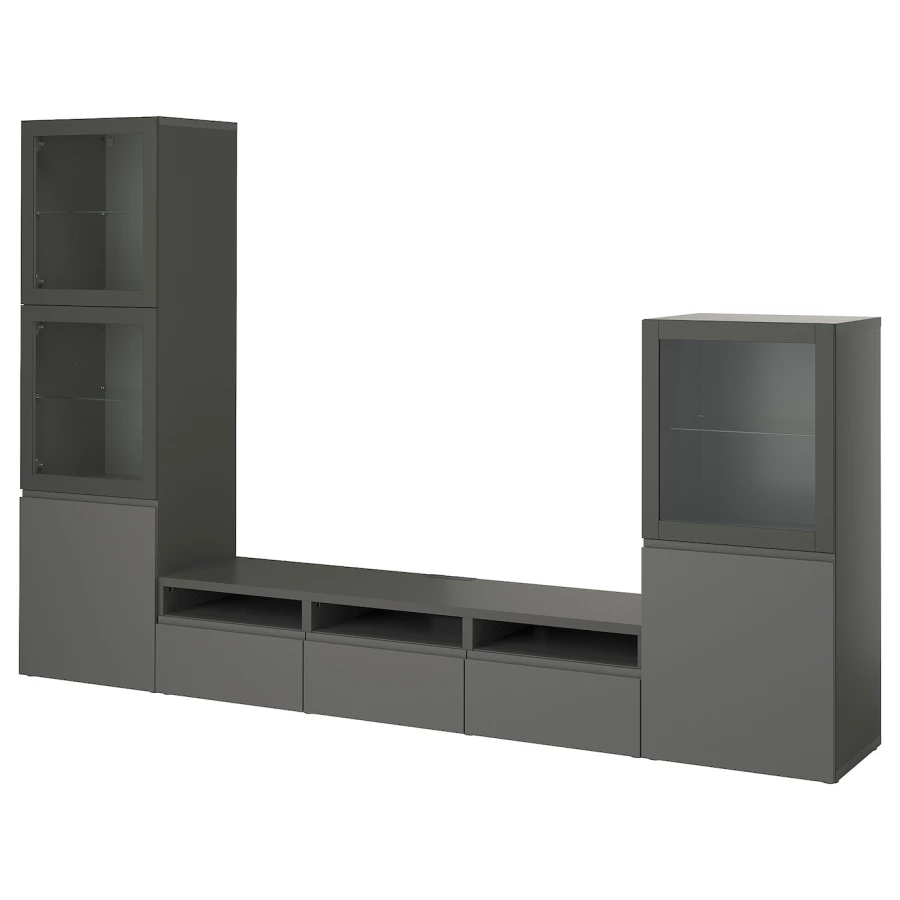 Комбинация для хранения ТВ - IKEA BESTÅ/BESTA, 193x43x300см, темно-серый, БЕСТО ИКЕА (изображение №1)