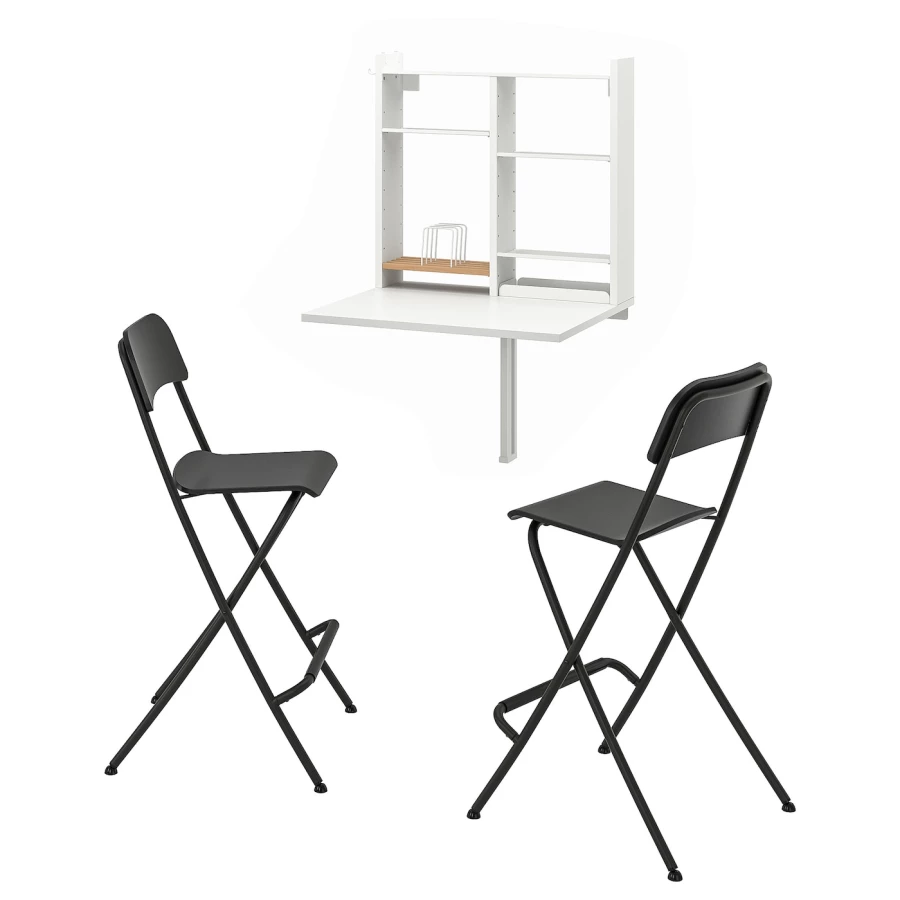 Кухонный стол - NORBERG/FRANKLIN IKEA/ НОРБЕРГ/ ФРАНКЛИН ИКЕЕА,129х41х10 см, белый/черный (изображение №1)