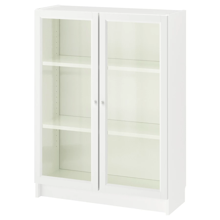 Книжный шкаф со стеклянной дверью - BILLY/OXBERG IKЕA/БИЛЛИ/ОКСБЕРГ ИКЕА, 30х80х106 см, белый (изображение №1)