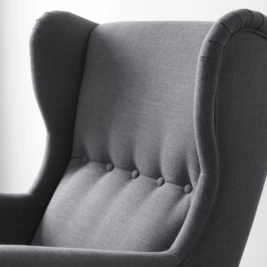 Кресло с подголовником - IKEA STRANDMON, 82х96х101 см, серый, СТРАНДМОН ИКЕА (изображение №6)