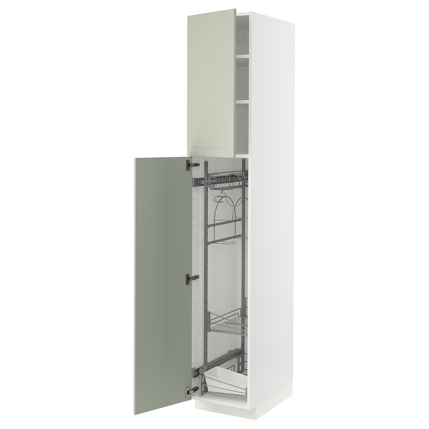 Высокий шкаф/бытовой - IKEA METOD/МЕТОД ИКЕА, 220х60х40 см, белый/зеленый