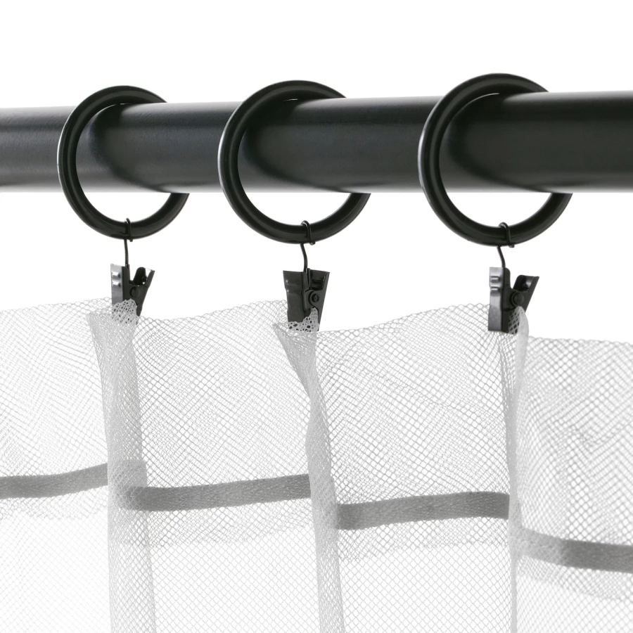 Набор колец для штор, 10 шт. - IKEA SYRLIG, 38 мм, черный, СИРЛИГ ИКЕА (изображение №3)