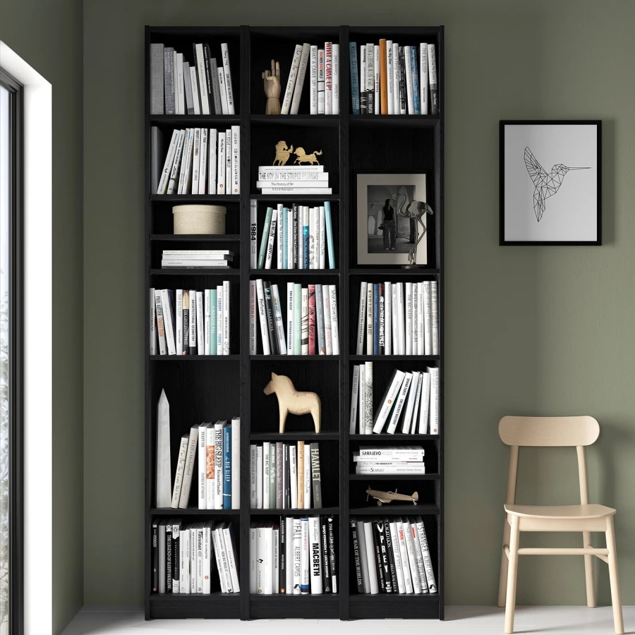 Книжный шкаф -  BILLY IKEA/ БИЛЛИ ИКЕА,120х28х237 см, черный (изображение №4)