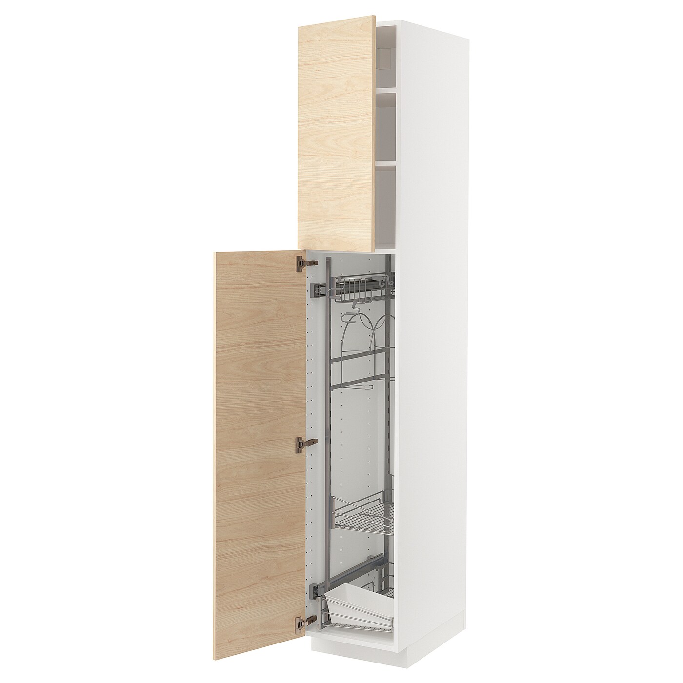 Высокий шкаф/бытовой - IKEA METOD/МЕТОД ИКЕА, 220х60х40 см, белый/под беленый дуб