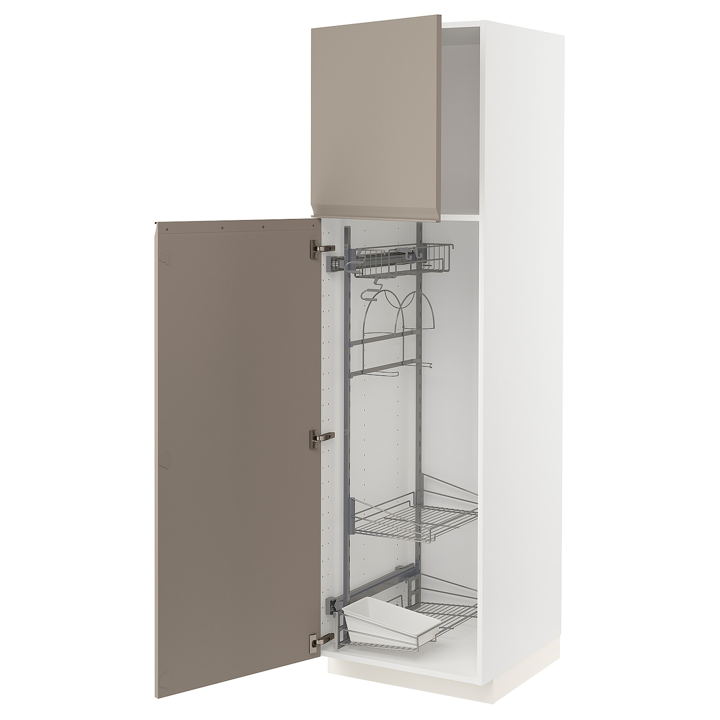 Высокий шкаф/бытовой - IKEA METOD/МЕТОД ИКЕА, 60х60х200 см, бежевый/белый