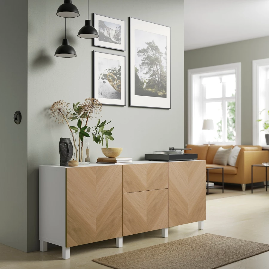 Комбинация для хранения - IKEA BESTÅ/ БЕСТО ИКЕА, 180x42x74 см, коричневый, (изображение №3)