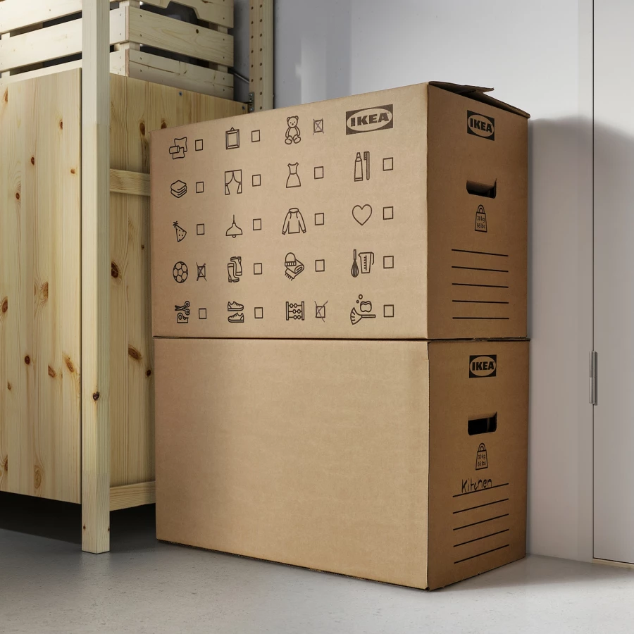 Коробка с крышкой - DUNDERGUBBE IKEA/ ДУНДЕРГУББЕ ИКЕА, 64х34х40 см, бежевый (изображение №3)