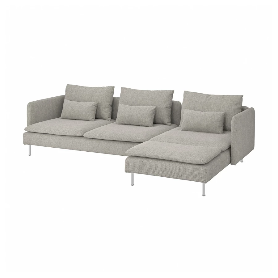3-местный диван и козетка - IKEA SÖDERHAMN/SODERHAMN, 99x291см, серый/светло-серый, СЕДЕРХАМН ИКЕА (изображение №1)