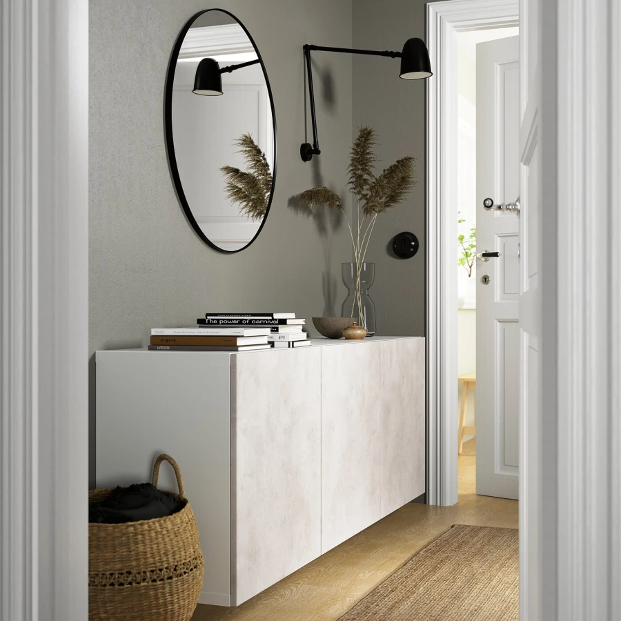 Навесной шкаф - IKEA BESTÅ/BESTA, 180x42x64 см, серый, БЕСТО ИКЕА (изображение №2)