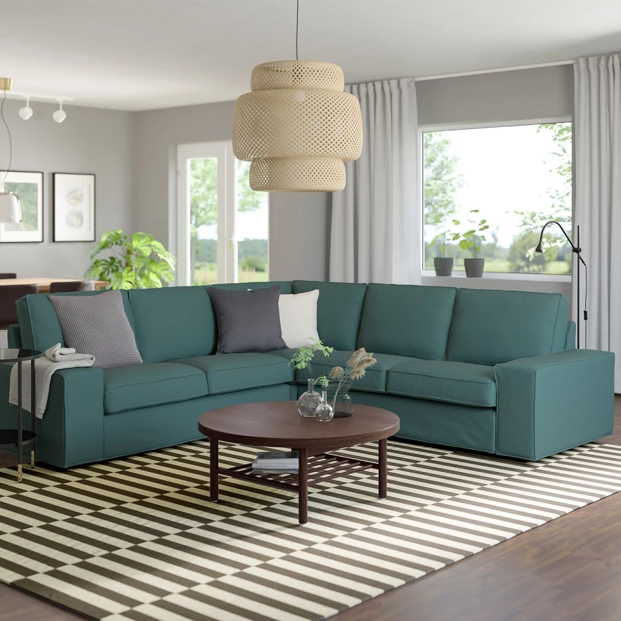 4-местный угловой диван - IKEA KIVIK, 83x95x257см, синий, КИВИК ИКЕА (изображение №2)