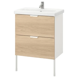 Шкаф под умывальник с 2 дверцами - ENHET / TVÄLLEN IKEA/ЭНХЕТ/ТВЕЛЛЕН ИКЕА,  87х64 см, белый/бежевый