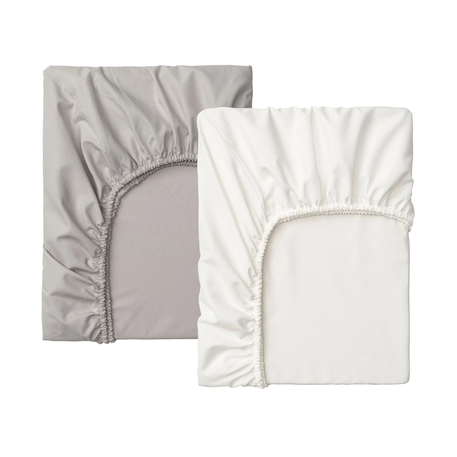 Простыня на кроватку - LENAST  IKEA/ ЛЕНАСТ ИКЕА, 60х120 см,  белый/серый (изображение №1)