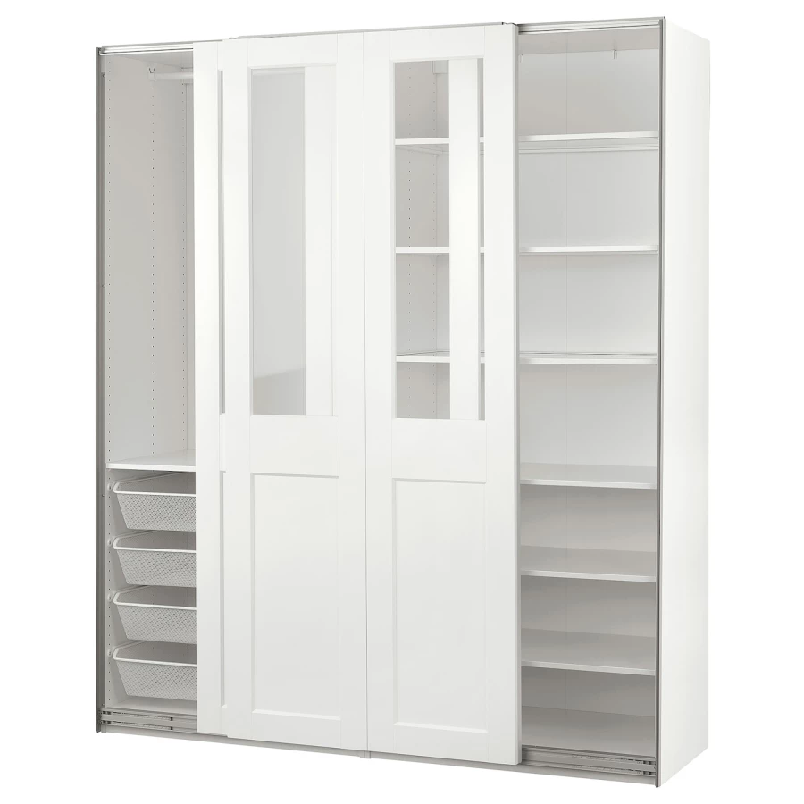 Шкаф-купе - PAX / GRIMO IKEA/ ПАКС/ ГРИМО ИКЕА, 200x60x236 см, белый (изображение №1)