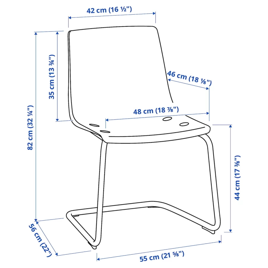 Стул - IKEA TOBIAS, 82х55х56 см, пластик прозрачный/хром, ТОБИАС ИКЕА (изображение №5)