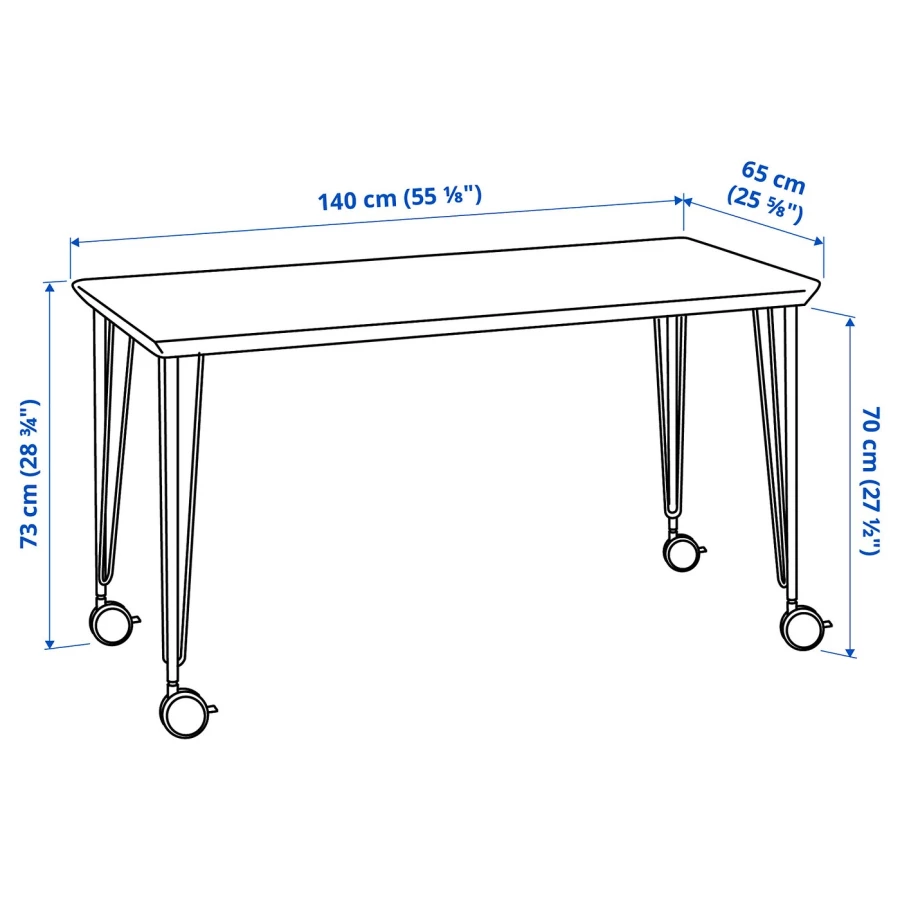 Письменный стол - IKEA ANFALLARE/KRILLE, 140х65 см, бамбук/черный, АНФАЛЛАРЕ/КРИЛЛЕ ИКЕА (изображение №2)