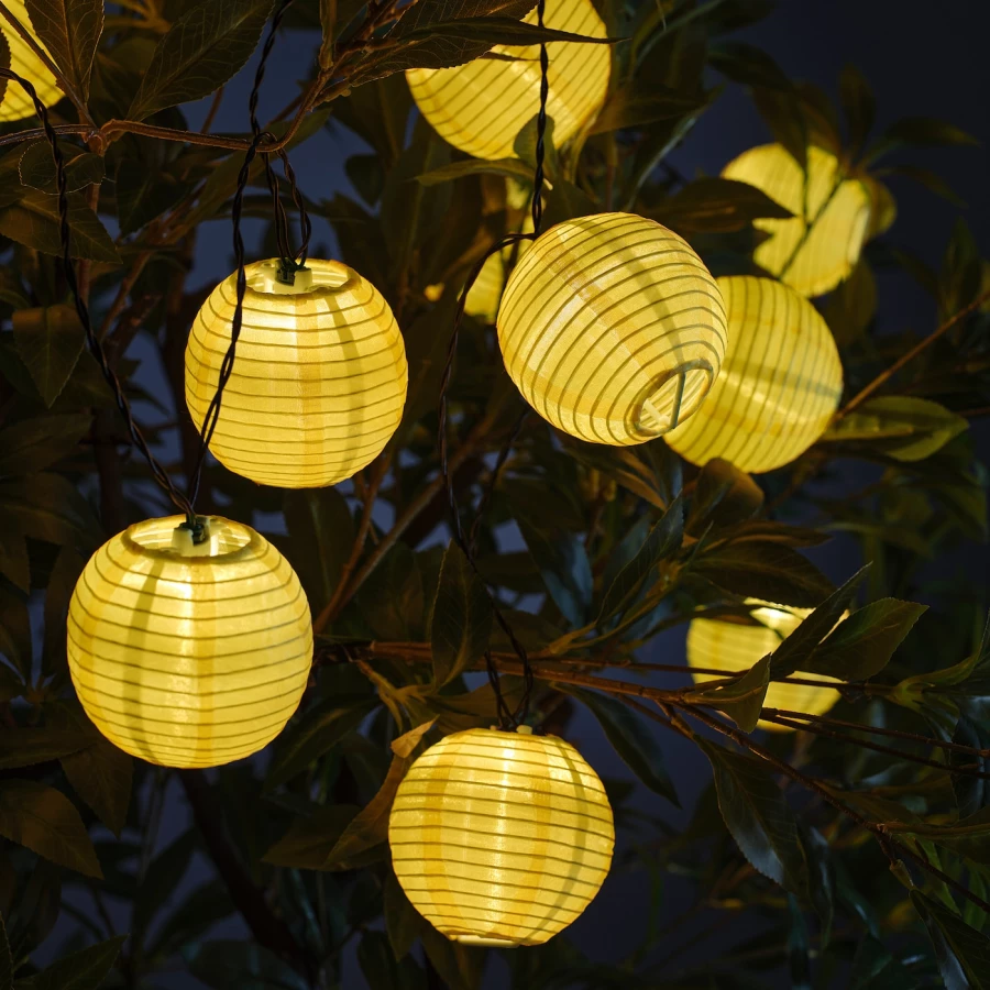 Светодиодная гирлянда - IKEA SOLVINDEN, 12 ламп, желтый, СОЛВИНДЕН ИКЕА (изображение №4)