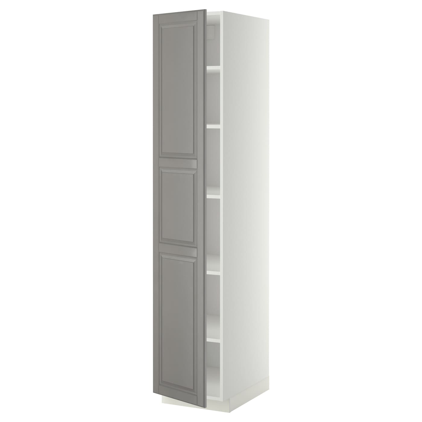 Высокий кухонный шкаф с полками - IKEA METOD/МЕТОД ИКЕА, 200х60х40 см, белый/серый