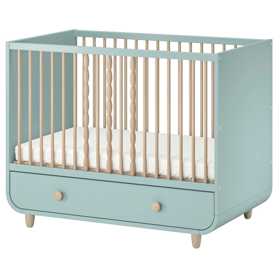 Кровать для новорожденных - IKEA MYLLRA, 60x120 см, голубой, МИЛЛРА  ИКЕА (изображение №1)