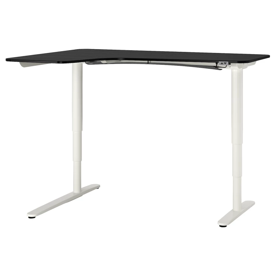Письменный стол (левый угол) - IKEA BEKANT, 160х110х65-125 см, черный/белый, БЕКАНТ ИКЕА (изображение №1)