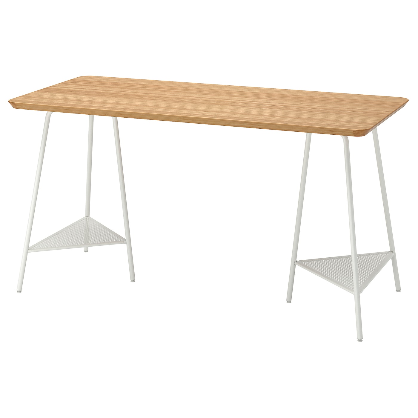 Письменный стол - IKEA ANFALLARE/TILLSLAG, 140х65 см, бамбук/белый, АНФАЛЛАРЕ/ТИЛЛЬСЛАГ ИКЕА