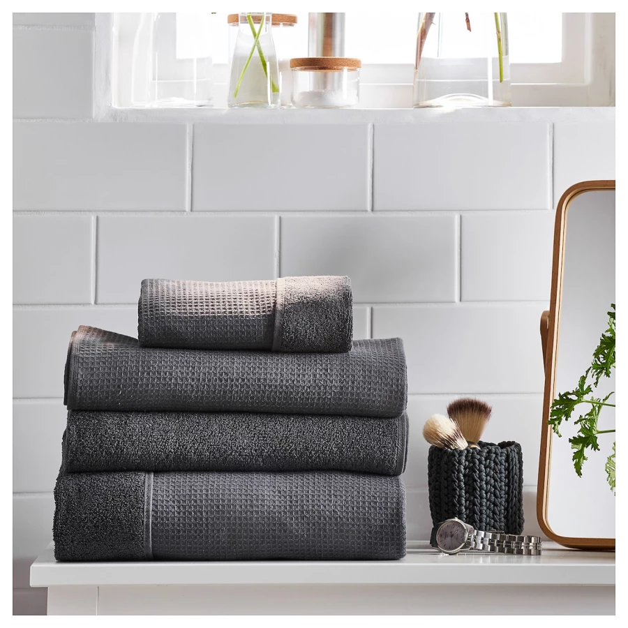 Полотенце для рук - IKEA SALVIKEN, 100х50 см, серый, САЛЬВИКЕН ИКЕА (изображение №3)