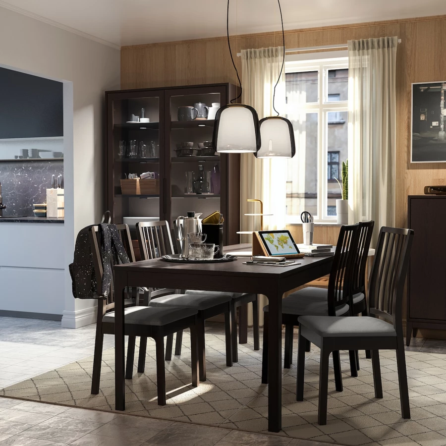 Раздвижной обеденный стол - IKEA EKEDALEN, 180/240х90 см, темно-коричневый, ЭКЕДАЛЕН ИКЕА (изображение №7)
