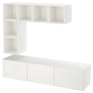 Тумба под телевизор - IKEA BESTÅ/EKET, 180x42x185 см, белый, Бесто/Экет ИКЕА