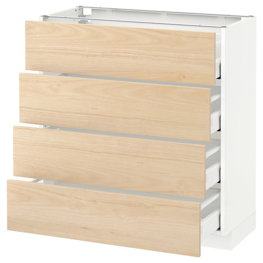 Напольный кухонный шкаф  - IKEA METOD MAXIMERA, 88x39x80см, белый/светлый ясень, МЕТОД МАКСИМЕРА ИКЕА (изображение №1)