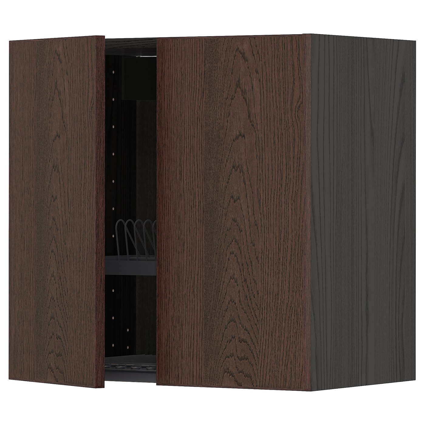 Навесной шкаф с сушилкой - METOD IKEA/ МЕТОД ИКЕА, 60х60 см, черный/коричневый
