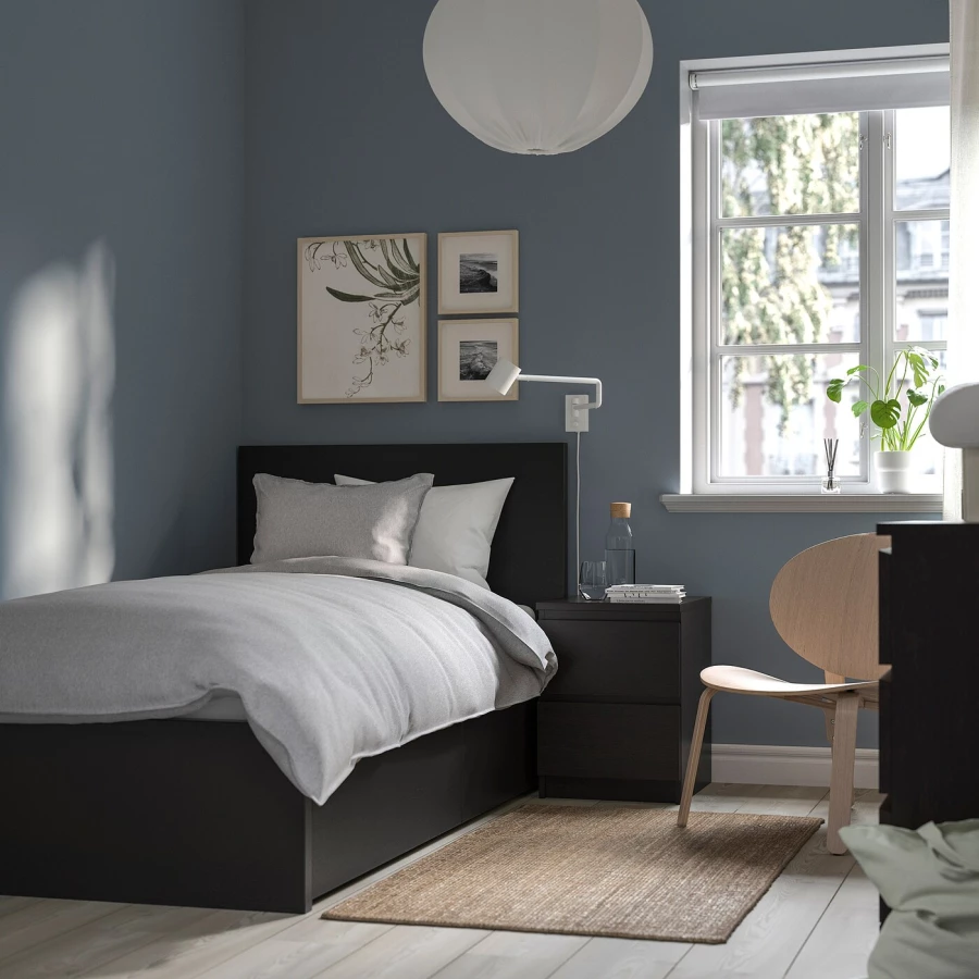 Каркас кровати с 2 ящиками для хранения - IKEA MALM/LUROY/LURÖY, 90х200 см, черно-коричневый МАЛЬМ/ЛУРОЙ ИКЕА (изображение №4)