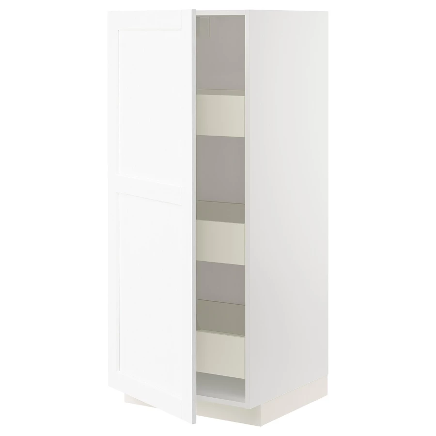 Высокий шкаф с ящиками - IKEA METOD/MAXIMERA/МЕТОД/МАКСИМЕРА ИКЕА, 140х60х60 см, белый (изображение №1)