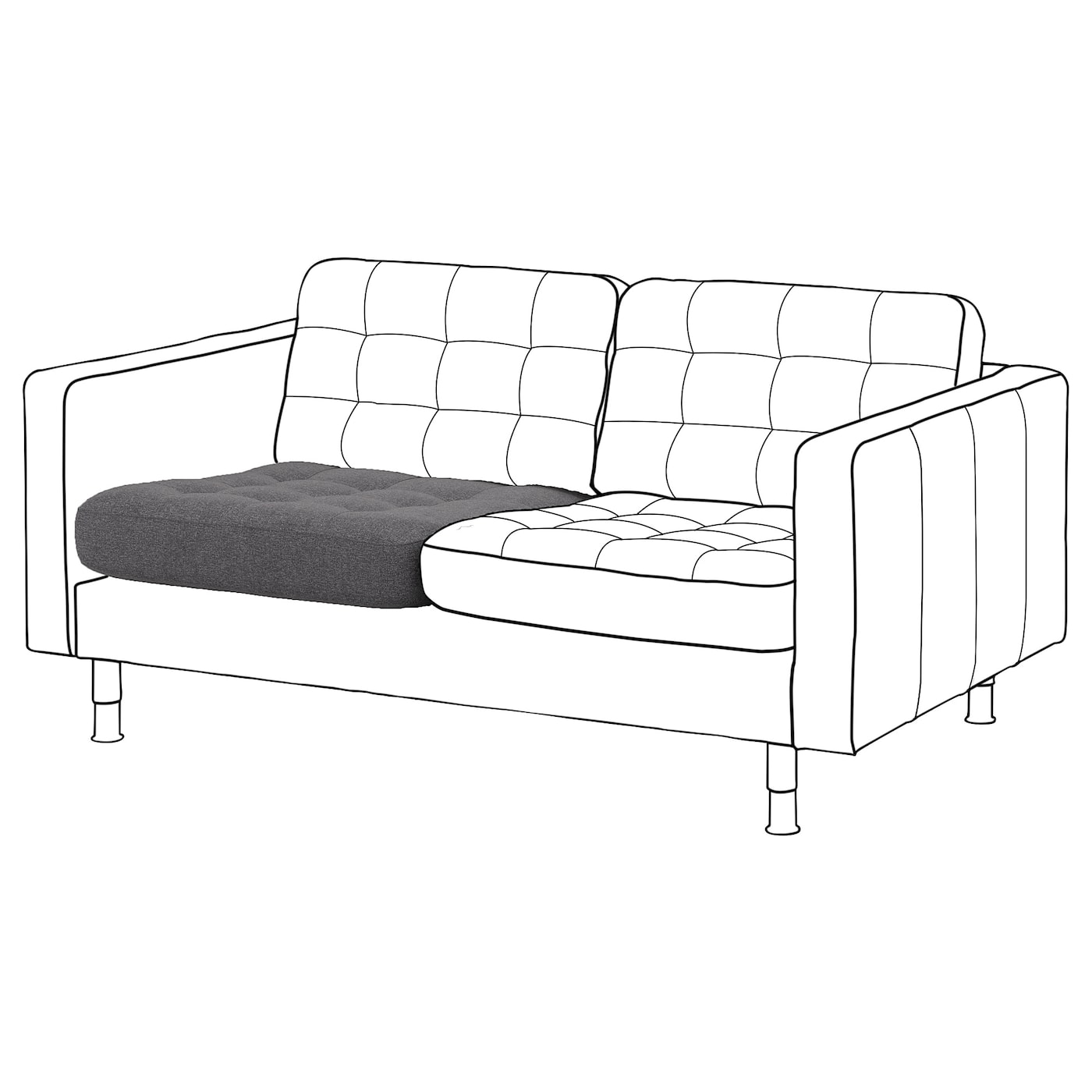 Подушка сиденья на диван - LANDSKRONA IKEA/ ЛАНДСКРУНА ИКЕА, 74х72х17 см, серый